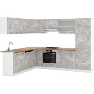 Vicco R-Line Hoekkeuken – 227 x 287 cm , WB Eik Beton/Wit , WB Eik