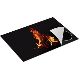 Chefcare Inductie Beschermer Open Haard in het Donker - 75x50 cm - Afdekplaat Inductie - Kookplaat Beschermer - Inductie Mat