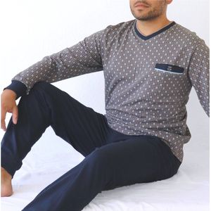 Paul Hopkins - Heren Pyjama - V hals - Khaki - Maat XL