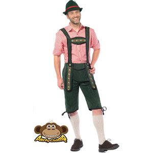 Partychimp Voordelige Lange Lederhose Man Johann Lang Lederhosen Man Oktoberfest Heren Carnavalskleding Heren Carnaval - Groen - 2XL - Polyester