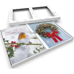 MGPcards - 10 Luxe Kerstkaarten - 100% plastic vrije verpakking - Onbedrukte binnenzijde - Folie - doos: 20 x 27 x 2,2 cm