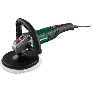 PARKSIDE® Haakse polijstmachine met 6 traps snelheidsregeling - Vermogen: 1200 W - Polijstoppervlak: Ø 18 cm - Voor het polijsten van verweerde lak en het verwijderen van krassen - Elektronisch geregelde motor met zacht opstarten en constante kracht