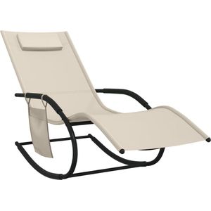 vidaXL Schommelend Ligbed - Crème - Staal & Textileen Schommellig Bed - Lounge Stoel - Tuinset - Buitenschilderij - Outdoor Furniture