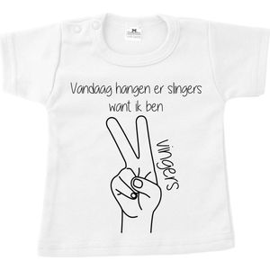 Shirt vandaag hangen er slingers want ik ben 2 vingers-Maat 92