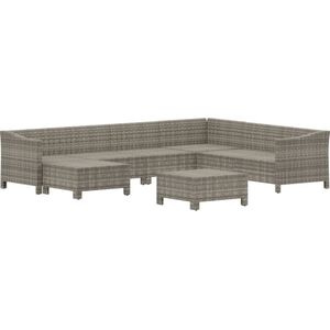 vidaXL - 8-delige - Loungeset - met - kussens - poly - rattan - grijs