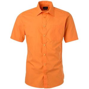 James and Nicholson Herenshort Poplin Shirt met korte mouwen (Oranje)