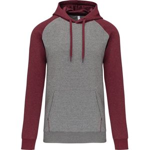 Tweekleurige hoodie met capuchon 'Proact' Grey Heather/Wine - XXL