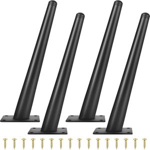 meubelpoten, set van 4 meubelpoten, metaal, zwart, meubelpoten, conisch schuin met antislip rubberen basis voor banken, tafels, stoelen, kastpoten, tv-kast (25 cm)