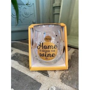 Wijn - water glas / Home is where the wine is / wijnglas / waterglas / leuke tekst / moederdag / vaderdag / verjaardag / cadeau