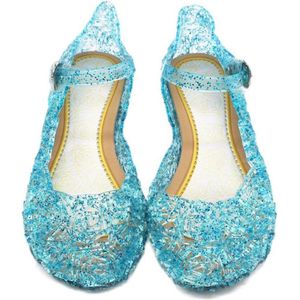 Prinsessen glitter schoenen met hak - Blauw - Prinsessen - Verkleedschoenen - Frozen - Ariel - Elsa - Anna - Jurk - Maat 32 (valt als 30) Binnenzool: 19 cm