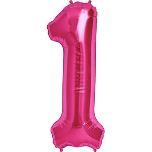Helium ballon - Cijfer ballon - Nummer 1 - 1 jaar - Verjaardag - Roze - Roze ballon -