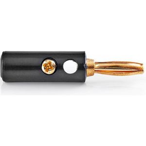 Banaan connector voor luidsprekerkabel tot 4 mm - verguld / zwart