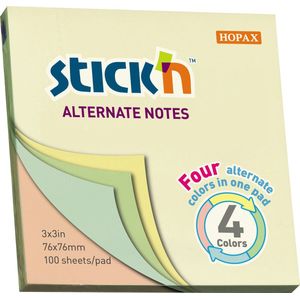 Stick'n Multicolor Sticky Notes - Pastel, 76x76mm, 100 memoblaadjes