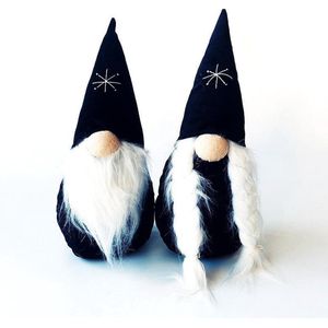 Wichtel - Kerst - Plush - Zwarte Hoed - Jongen en Meisje - Set van 2 - 30 cm