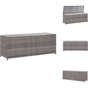 vidaXL Poly Rattan Opslagkist - Grijs - 150 x 50 x 60 cm - Veelzijdige tuinopslag - Opberger