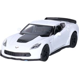 Welly Speelgoed Chevrolet auto - wit - die-cast metaal - 11 cm - Model Corvette