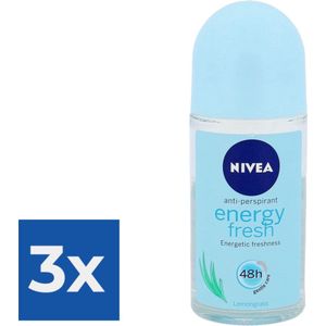 NIVEA Energy Fresh Vrouwen Rollerdeodorant 50 ml 1 stuk(s) - Voordeelverpakking 3 stuks