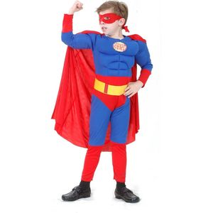 LUCIDA - Rood met blauw superhelden kostuum voor jongens - M 122/128 (7-9 jaar)