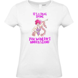 Dames T-shirt It's a Drag Thing | Gay pride shirt kleding | Regenboog kleuren | LGBTQ | Wit dames | maat XXL