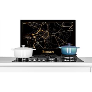 Spatscherm keuken 60x40 cm - Kookplaat achterwand Kaart - Bergen - Goud - Zwart - Muurbeschermer - Spatwand fornuis - Hoogwaardig aluminium