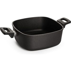 Inductie Nowo Titanium gietijzeren braadpan, vierkant, inductief, 24 x 24 cm, 10 cm hoog, 4,0 liter, met 2 handgrepen aan de zijkant, geschikt voor alle warmtebronnen, aluminium, ovenbestendig,