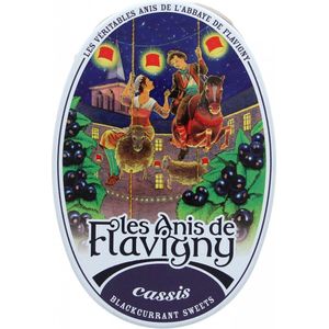 Les Anis de Flavigny - Anijspastilles met cassis smaak - Bewaardoosje ovaal 50 gram anijssnoepjes