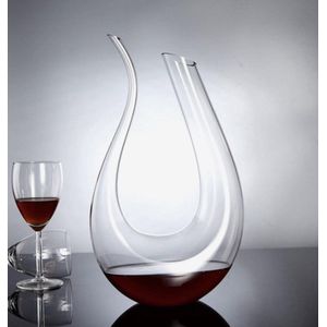 Glazen Decanteer Karaf 1.5L | Wijn | Kristal glas | Whisky Accessoires | Luxe karaf | Handgemaakt |  Wijn Accessoires |  Decanteerkaraf | U-vorm | Glazen Decanteren | Wijnkaraffen | Decanteerde |