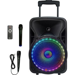 N-GEAR The Flash 1205 - Draadloze Bluetooth Party Speaker - Karaoke Set - 2 Microfoons - Discoverlichting