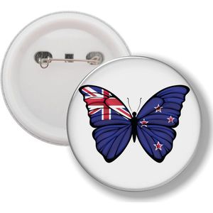 Button Met Speld - Vlinder Vlag Nieuw Zeeland