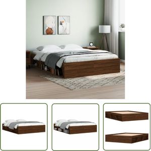 vidaXL Bedframe - Bruineiken - 160x200 cm Houten Bed Frame - Tweepersoons Bed - Bruine Eiken Kleur - Modern Bed - Logeerbed