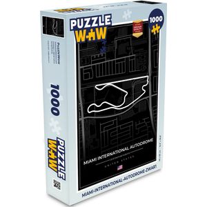 Puzzel Racebaan - Verenigde Staten - Formule 1 - Miami International Autodrome - Circuit - Zwart - Legpuzzel - Puzzel 1000 stukjes volwassenen