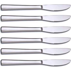 Table Knives, Set of 6, Stainless Steel Table Knives, 21 cm, Cutlery Knife Set with Sharp Serrated Edge, Dishwasher Safe