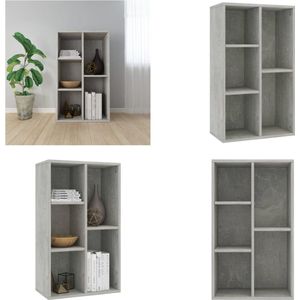 vidaXL Boekenkast/dressoir 50x25x80 cm spaanplaat betongrijs - Boekenkast - Boekenkasten - Boekenschap - Boekenschappen