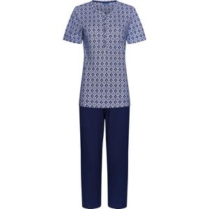 Pastunette grafisch katoenen pyjama - Blauw - Maat - 50