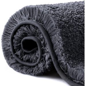 Zachte antislip badmat - superabsorberend en pluizig - dikke microvezel - sneldrogend - machinewasbaar - 50 x 80 cm - zwart Antislip Matten