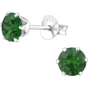 Amanto Oorbellen Elka Green Opal - 925 Zilver E-Coating - Swarovski® - ∅5mm