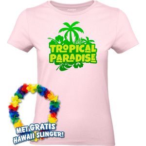 Dames t-shirt Tropical Paradise | Toppers in Concert 2024 | Club Tropicana | Hawaii Shirt | Ibiza Kleding | Lichtroze Dames | maat S