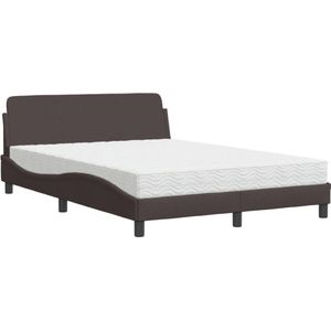 vidaXL - Bed - met - matras - stof - donkerbruin - 140x190 - cm