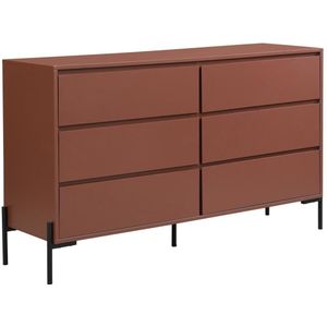 PASCAL MORABITO Ladekast met 6 lades - Mdf en metaal - Terracotta en zwart - KORASA van Pascal Morabito L 140 cm x H 82.5 cm x D 40 cm