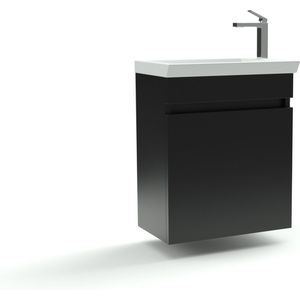 Serie Ivreo - Badkamermeubel / Toiletmeubel - 45x28x55 cm - Mat Zwart - MDF - Industrieel