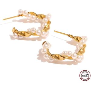 Soraro Gouden Bicolor Parel Earrings | 18K Goldplated | Parel | Dames Oorbellen | Elegante Oorbellen | Cadeau Voor Haar | Verjaardag Cadeau