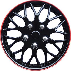 AutoStyle 4-Delige Wieldoppenset Missouri 14-inch zwart/rode rand