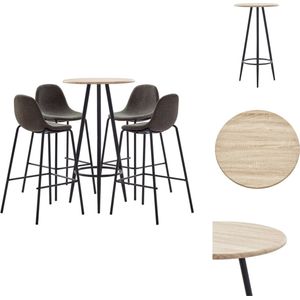 vidaXL Barset - Modern design - Eiken - 60 x 107.5 cm - Donkergrijs - 51 x 49 x 99 cm - 4 barstoelen - Set tafel en stoelen