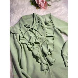 Calla Lily -Pistache Groen Blouse - Met Ruches Maat 110