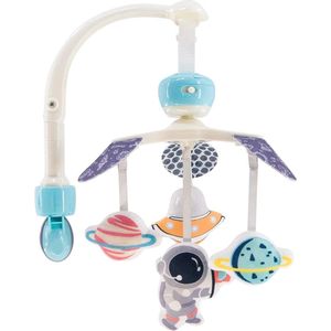 Babymobiel met muziekmelodieën - Hangend roterend speelgoed - Blauw Ruimteschip Thema - Pasgeboren Jongens (Model: 133)