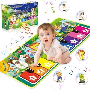 Pianomat,babymuziekmat,muziekmat kinderen vanaf 1 jaar,met 10 Dierengeluiden,Educatief Speelgoed Cadeau voor Baby's Peuters Meisjes Jongens,110 cm x 43 cm