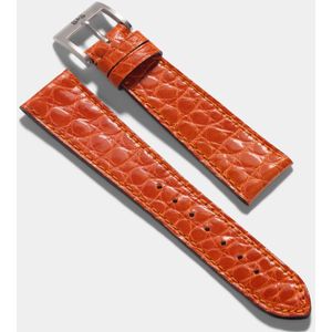 B&S Leren Horlogeband Luxury - Brilliant Orange Alligator - 20mm