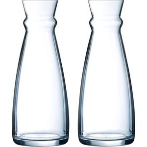 2x stuks glazen schenkkan/karaf 1 liter - Sapkannen/waterkannen/schenkkannen