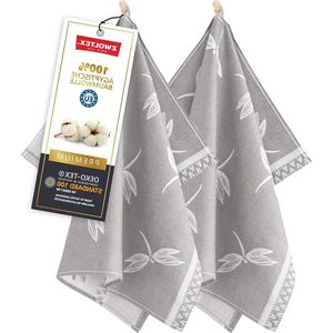 Jacquard theedoeken 100% Egyptisch katoen - pluisvrij en machinewasbaar - Oeko-Tex® 100 - keukendoeken 70x50 - EU gemaakt.