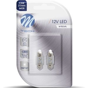 M-Tech LED C5W 12V 31mm - Basis 2x Led diode - Wit - Set